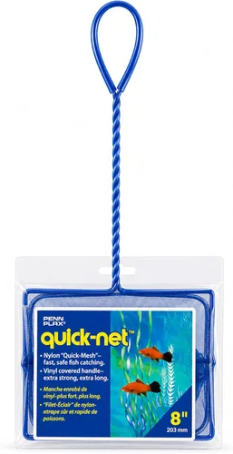 Vista 16 de Penn-Plax Quick-Net Aquarium Fish Net - Fine Mesh, Vinyl-Covered Braided Handle - Small Aquarium Cleaning Tool for Gentle Fish Handling - Use in
