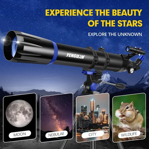 Vista 6 de Telescopio, apertura de 90 mm 800 mm - Telescopio para adultos y niños, telescopios refractores profesionales para adultos de alta potencia