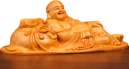 Vista 5 de Estatua de Buda riendo de Feng Shui, esculturas de Buda feliz para buena suerte, riqueza y felicidad, decoración del hogar, regalos de felicitación