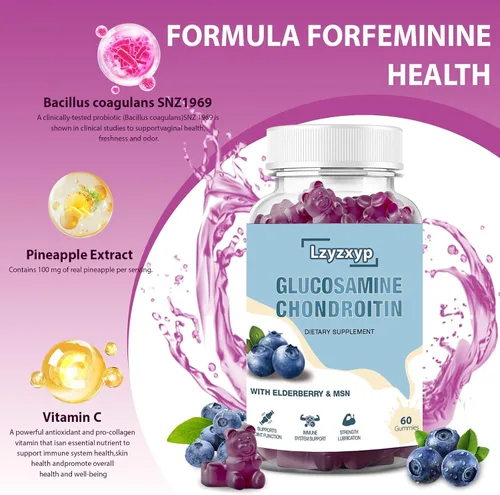 Vista 5 de 1 paquete de gomitas de condroitina de glucosamina de 3000 mg con MSM y saúco, extra fuerte, antioxidante, suplemento de apoyo inmunológico, salud