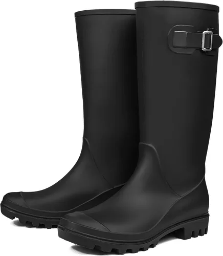 Vista 4 de DKSUKO Women's Tall Rain Boots Garden Boots Waterproof Wellington Rubber Boots