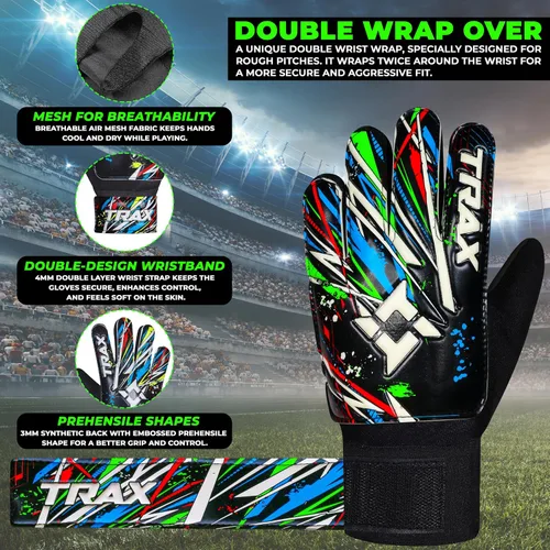 Vista 2 de Guantes de portero de fútbol para niños, jóvenes y adultos, guantes de portero de fútbol con látex de 0.157 pulgadas (0.157 in) antideslizantes