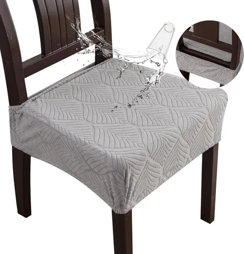 Vista 29 de Fundas de asiento para silla de comedor, extraíbles y lavables, juego de 2, fundas de cojín de asiento de silla de jacquard, protectores