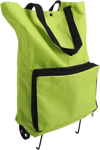 Vista 9 de Carrito de compras plegable, bolsa plegable con cremallera, carrito de comestibles OxFabric, con ruedas, reutilizable, de gran capacidad, portátil