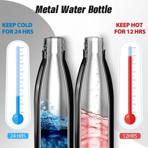 Vista 4 de Sfee Botella de agua aislada, botellas de agua de acero inoxidable de 17 onzas, botellas de agua reutilizables al vacío de doble pared a prueba