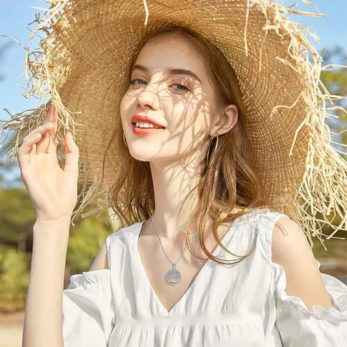 Vista 6 de Aniu Collar de plata para mujeres y niñas colgante de árbol de la vida familiar de plata de ley con caja de regalo de joyería fina cadena de 18