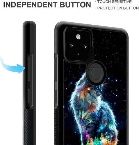 Vista 1783 de Compatible con Google Pixel 4A 5G Mobile Case Creative Acrylic Panel trasero Silicona Protección Grip especialmente diseñado para Google Pixel 4A 5G