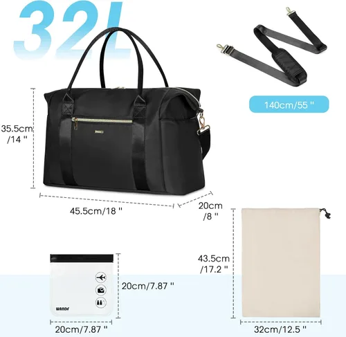 Vista 8 de WANDF For Spirit Airlines - Bolsa de viaje de 18 x 14 x 8 pulgadas, con aprobación por la TSA y bolsa de zapatos, bolsa de fin de semana, equipaje