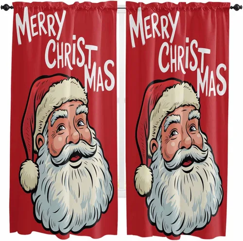 Vista 42 de Cenefas de Navidad de invierno para ventanas, cortinas de cocina con bolsillo para barra, cortinas con aislamiento térmico para ventana de baño