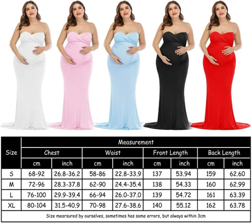 Vista 7 de ZIUMUDY Vestido ajustado elegante de maternidad sin tirantes tubo maxi fotografía baby shower vestido