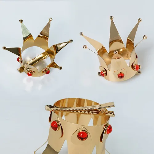 Vista 7 de Aicos Peluca de cosplay de colmena rizada roja con corona para mujer Colmena Corazón Rojo-Adulto