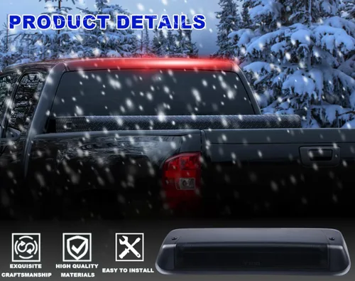 Vista 3 de PIT66 3ª luz de freno LED, compatible con Ford F150 2004-2008 Tercera lámpara de freno de freno luz de lente ahumada carcasa negra