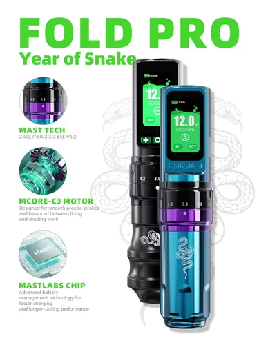 Vista 2 de Mast Tattoo Máquina de tatuaje plegable Pro inalámbrica Azul