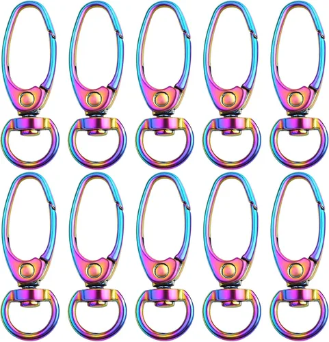 Vista 8 de 50 clips giratorios de 1.496 in y 360 grados, llavero de metal, cierres de langosta ovalados curvos, ganchos a presión para llaveros, cordón, bolso