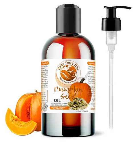 Vista 10 de Bella Terra Oils - Aceite de semilla de calabaza orgánico 2 oz - Esencia de calabaza orgánica pura, con ácido linoleico y vitamina A, para piel que