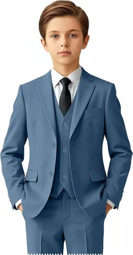 Vista 11 de Trajes para niños para portador de anillos de boda formal, traje de Negro (corbata)