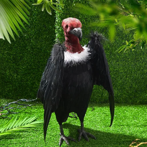 Vista 7 de Tenceur 1 pieza de Efigie de buitre sintético de 18 pulgadas, señuelos de buitre falsos grandes simulados de plumas completas, pájaro realista