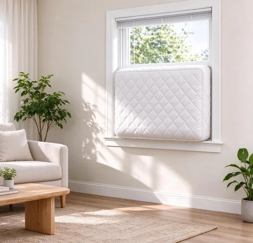 Vista 5 de Jeacent - Cubierta para aire acondicionado de interior con doble aislamiento Mediana Crema