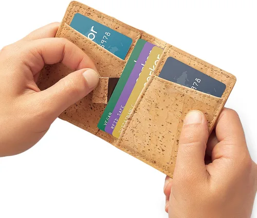 Vista 3 de Corkor Slim Wallet for Men, RFID Safe, Vegan Non Leather, Bi-fold Cards Cash