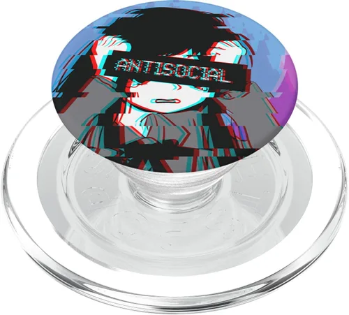 Vista 8 de Antisocial - PopSockets para niña japonesa con diseño de ondas de vapor