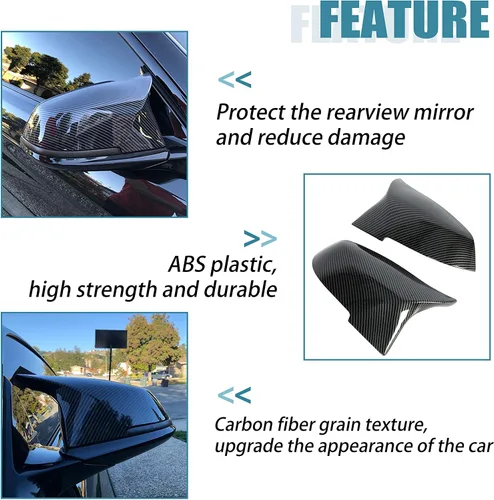 Vista 3 de ECOTRIC Cubiertas de Espejos Laterales Tapa de Espejo de Puerta Compatible con BMW F20 F21 F22 F23 F30 F31 F32 F33 F34 F36 F87 X1 E84 Repuesto
