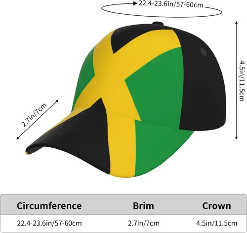 Vista 8 de Lindo sombrero de bandera de Jamaica para hombres y mujeres con bandera ajustable Snapback sombrero patriótico al aire libre béisbol golf sombrero