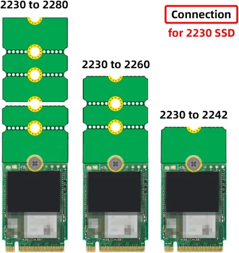 Vista 3 de chenyang Paquete de 2 tarjetas convertidoras M.2 2230 a 2242 a 2260 a 2280 NVME NGFF SSD Adaptador extendido