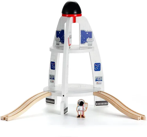 Vista 7 de SainSmart Jr. Juego de accesorios de tren de madera, juego de puente elevador, compatible con Brio, Thomas, Melissa y Doug