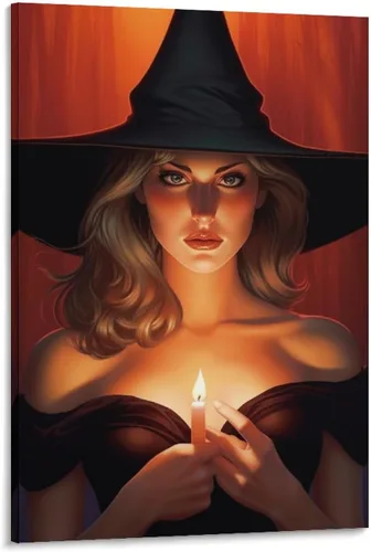 Vista 46 de HHGaoArt Lienzo gótico para pared, póster de fantasmas de Halloween, imagen espeluznante en lienzo