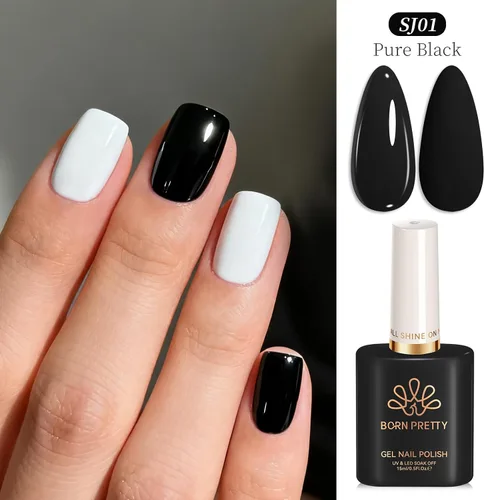 Vista 7 de Born Pretty - Esmalte de uñas de gel negro, diseño de Halloween negro opaco Negro puro