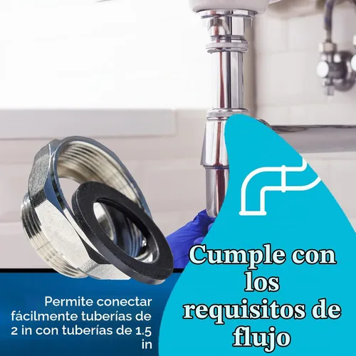Vista 6 de Adaptador de tubería de drenaje de residuos de latón torcido, hembra NPT de 2 pulgadas a reductor macho NPT de 1.5 pulgadas, para drenaje