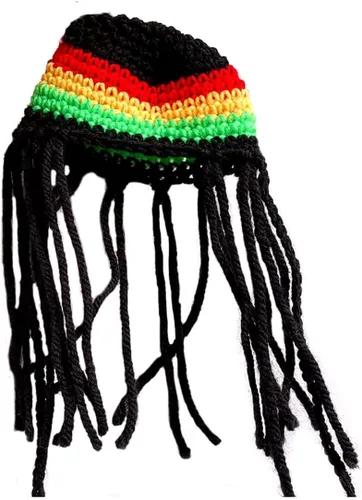 Vista 3 de Gorro de punto para perro con rastas, gorro de lana de invierno para perros