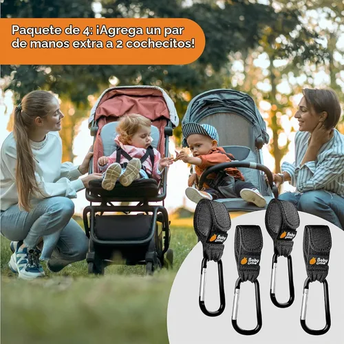 Vista 2 de Baby Uma Stroller Hooks for Bags - Non-Slip, One-Hand Use