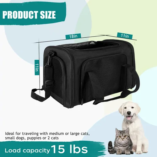Vista 2 de Top tasta Transportador de Perros y Gatos Portador de Mascotas para Gatos y Perros Pequeños Medianos Grandes Transportador de Lados Suaves