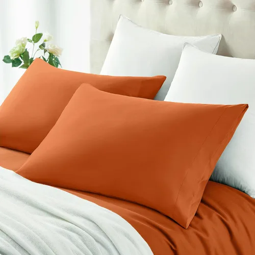 Vista 3 de MILVOWOC - Fundas de almohada de microfibra cepillada, naranja quemado, 20 x 26 pulgadas Juego de 2 piezas, cierre de sobre antideslizante