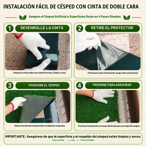 Vista 4 de Cinta de Costura de Césped Artificial de Doble Cara 6" x 16' Cinta de Costura Autoadhesiva para Pisos de Concreto y Madera, Patios, Alfombras