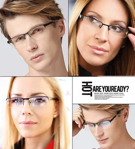 Vista 5 de ALWAYSUV Lentes de distancia con montura rectangular TR90 para hombres y mujeres, retro, miopía, miopía, 1.0