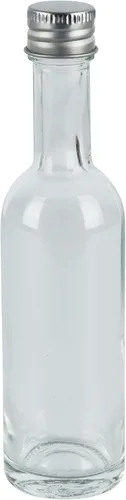 Vista 3 de Mini botella de licor de 1.7 fl oz (1.7oz) con tapa a prueba de fugas y sello termorretráctil, tapas de aluminio plateado, paquete de 24