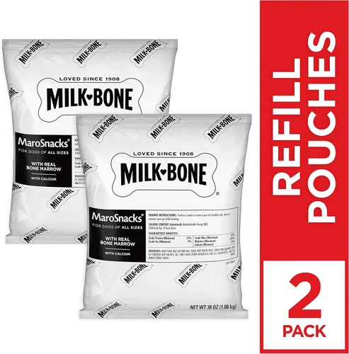 Vista 2 de Milk-Bone MaroSnacks - Golosinas para perros, paquetes de recambio de 38 onzas (paquete de 2) con médula ósea real y calcio