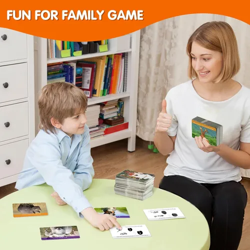 Vista 5 de MEROCO Juego de cartas de pistas de animales de safari, juegos de animales de granja, juego de pistas de animales, juguetes educativos