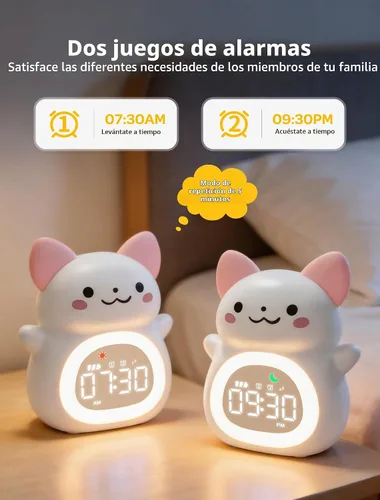Vista 5 de MASHI Cat Kids - Reloj despertador con tiempo para despertar, entrenador de Gato