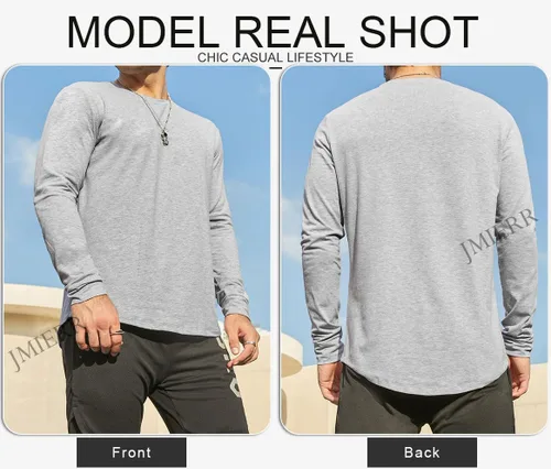 Vista 5 de JMIERR Mens 3 Pack Cotton Hipster Hip Hop Longline Crewneck T-Shirt