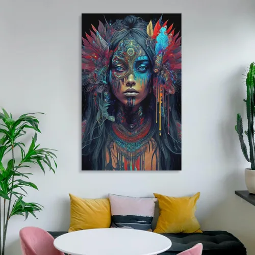 Vista 6 de Lianjue - Póster de princesa azteca, arte azteca, arte psíquico, un póster de arte temeroso, póster de princesa azteca, lienzo femenino, póster