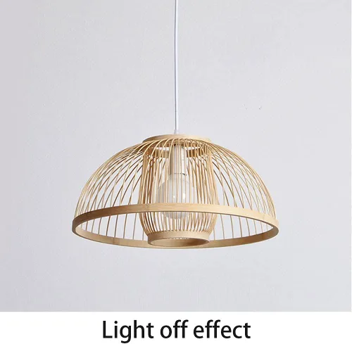 Vista 5 de Lámpara de bambú y madera de estilo chino personalidad creativa Hueco Endant Light Industrial Retro Material Natural Linterna Luz Colgante E27
