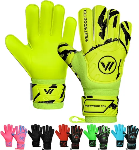 Vista 10 de WESTWOOD FOX Guantes de portero Guantes de portero de fútbol con protección para los dedos para niños, jóvenes, adultos, agarre pesado en la palma