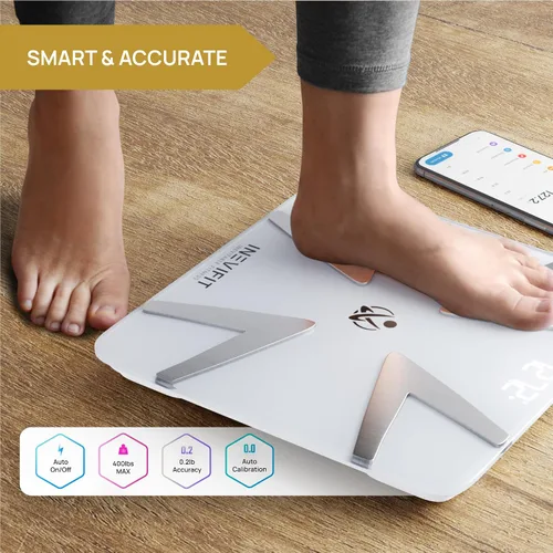 Vista 5 de INEVIFIT Smart - Báscula de grasa corporal, analizador digital Bluetooth de composición corporal de baño altamente preciso, mide peso, grasa