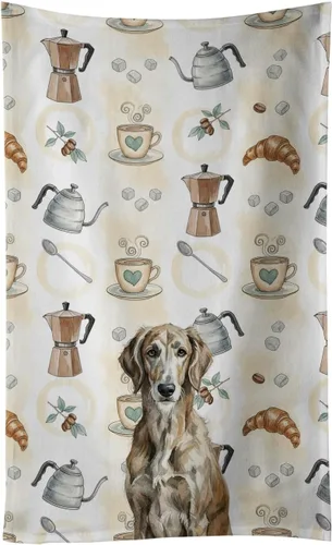 Vista 362 de Caroline's Treasures Afghan Hound - Toalla de cocina para barra de café, terciopelo frontal y lazo de algodón, lavable a máquina Sabueso afgano
