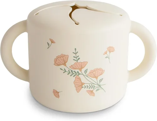 Vista 16 de mushie - Taza para merienda de silicona Contenedor de alimentos a prueba de derrames para niños pequeños y bebés (Abejas)