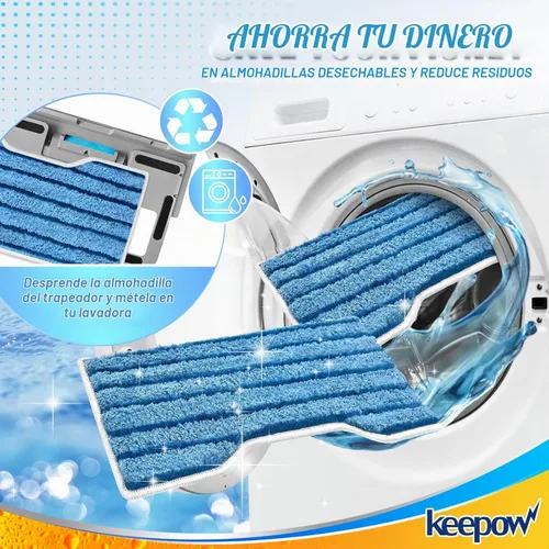 Vista 5 de KEEPOW Almohadillas para fregona reutilizables, almohadillas de repuesto compatibles con Shark Vac Mop VM252 VM200 VC205 VM250 / QM250 VM190