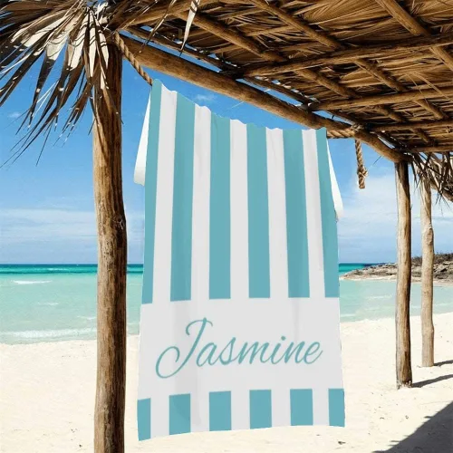 Vista 5 de Toallas de playa personalizadas para niños y adultos, toallas de playa a rayas personalizadas con nombre, toallas de microfibra sin arena